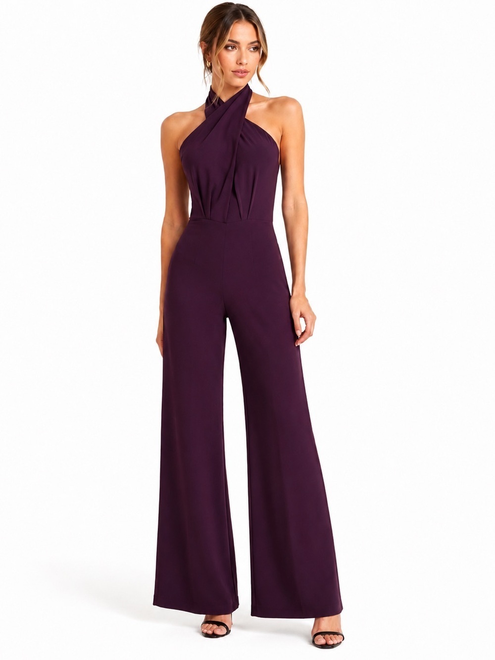 Amanda Uprichard Mezcal Black Cherry Halter Jumpsuit L NWT